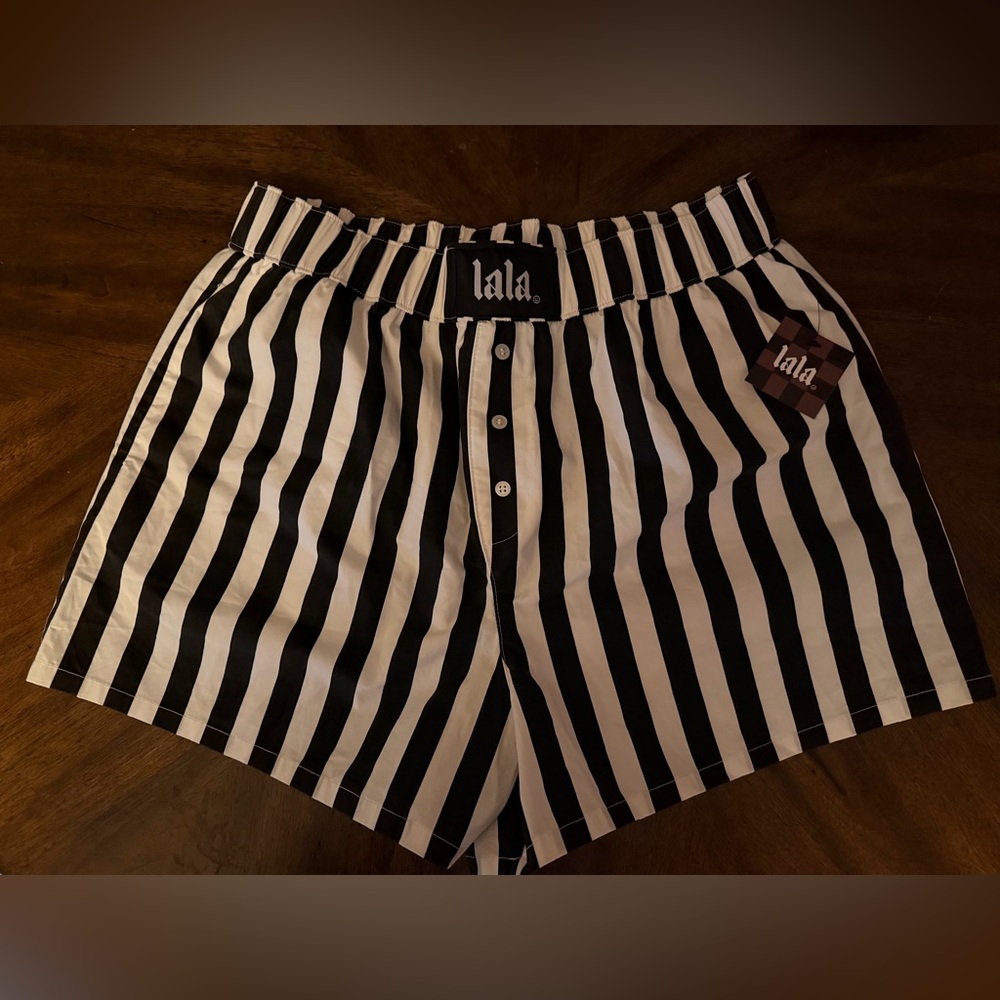 Black and White Striped Shorts